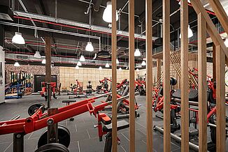 Training room with REGUPOL sports flooring at Gold's Gym in Jena.